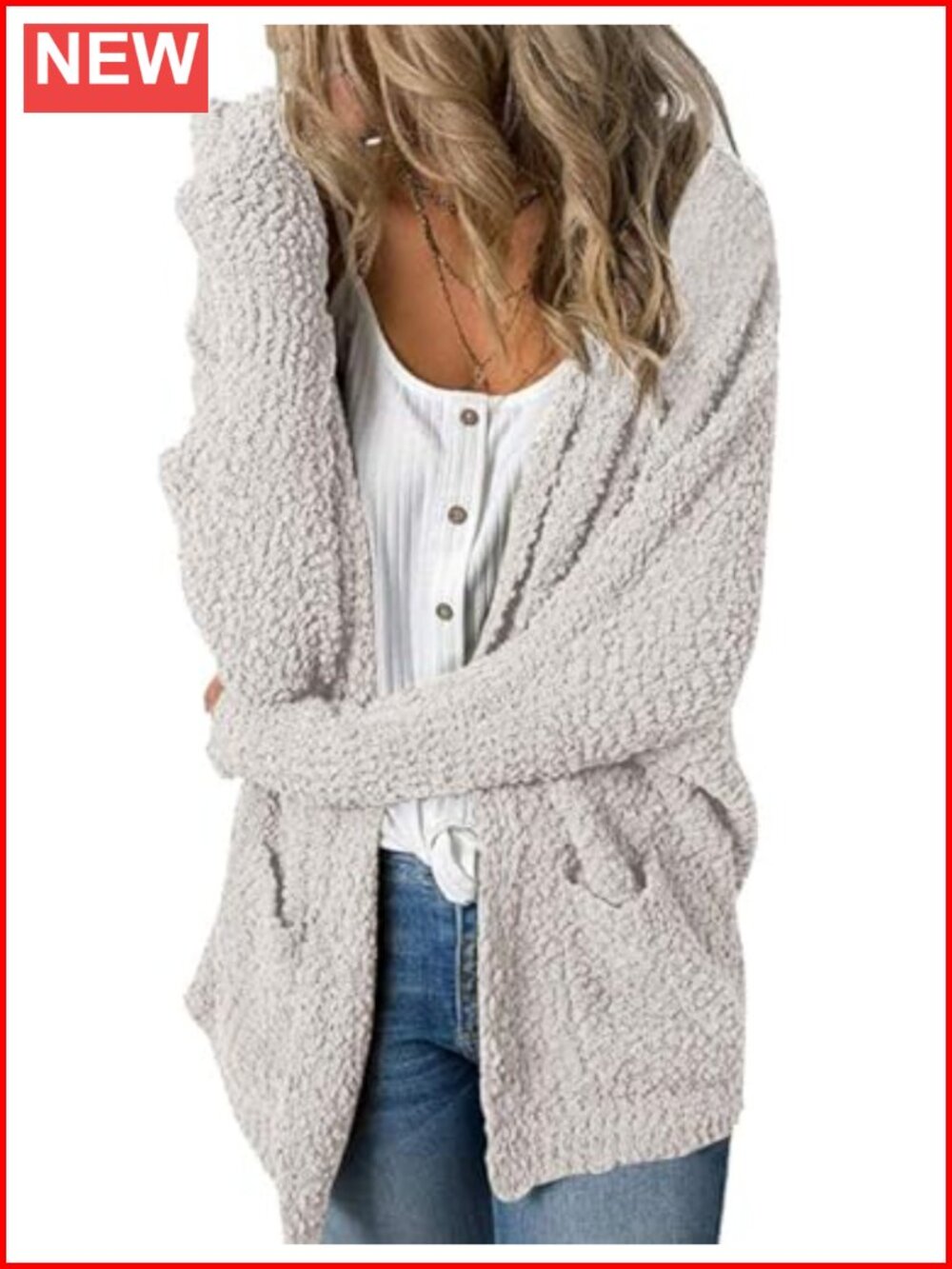 Chunky Oversized Cardigan Sweater Women Soft Knit Boyfriend V-Neck Long Sleeve
